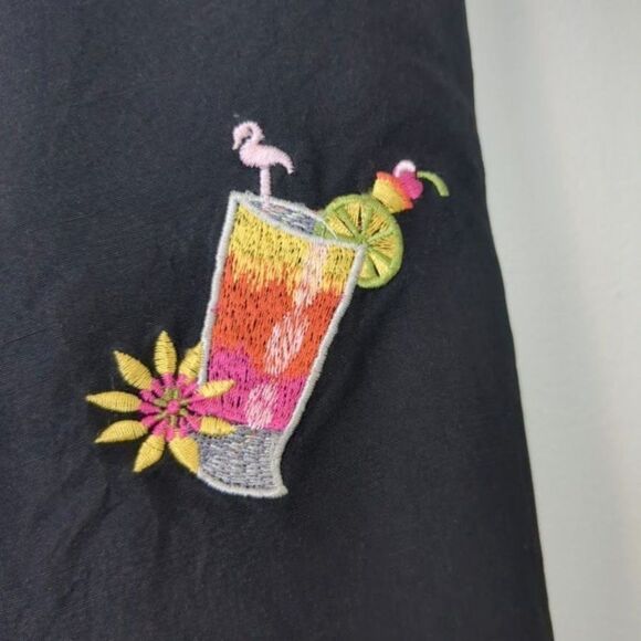 Vintage SLB Silk Pants Cropped Tropical Embroidery Coastal Grandma Size 12 - Picture 6 of 9